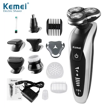 Електрическа самобръсначка Kemei, акумулаторна машина за бръснене, мъжки безжична машинка за оформяне на брада, многофункционална машина за подстригване на коса, самобръсначка 40D