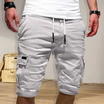 Мъжки къси панталони на Тънки летни панталони с много джобове Модни летни обикновена свободни спортни шорти Градинска облекло