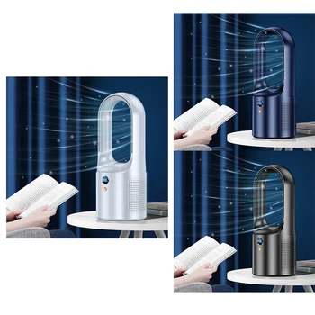 Домакински настолен електрически вентилатор без остриета с турбокомпресор, която се презарежда чрез USB, безшумен мини преносим вентилатор за охлаждане, 6 платна на вятъра 2000 mah