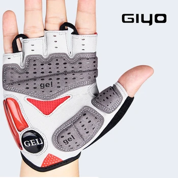 GIYO Лятна велосипедна гел ръкавица за планинско колоездене половината пръст на S-10, дишащи амортизационен ръкавици, мини износоустойчивост