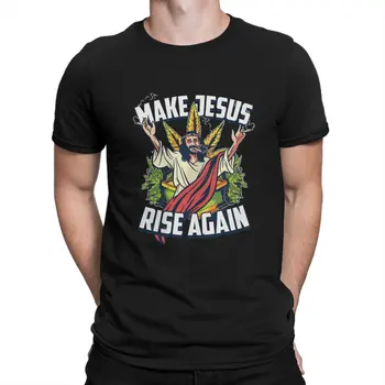 Тениска с кръгла яка Jesus Rise, марихуана 420, оригинална тениска от полиестер, мъжки дрехи, мода