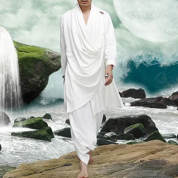 Облекло от памук, конопляной тъкан, домашен костюм за медитация, свободни комплекти с дълги накидками, национален стил, Китайската градинска облекло за фитнес Gongfu Taiji