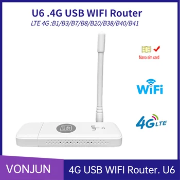 4G WiFi рутер Преносим LTE USB 4G модем Nano SIM карта с антена, 150 Mbps-Wi-Fi покет точка за достъп MIFI USB-ключ