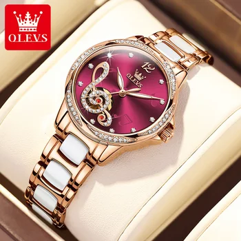 Дамски часовници Модерен дамски часовник от розово злато и неръждаема стомана, водоустойчив механични ръчни часовници, романтичен подарък за приятелка, Reloj Mujer