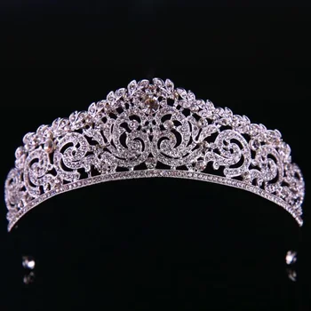 Класически шапки за младоженци сребърна корона за младоженци сватбени аксесоари
