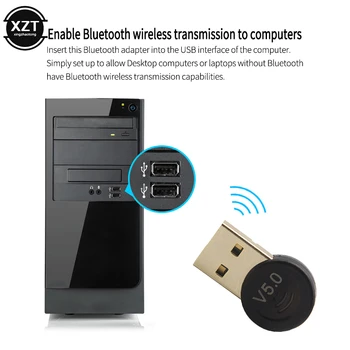 USB адаптер Bluetooth5.0 Настолен безжичен аудиоприемник предавател ключ за вашия компютър PS4 Aux аудио говорител музика