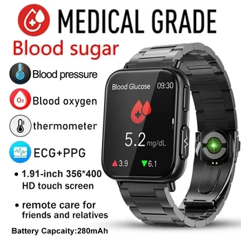 2023 Нови Умен Часовник За измерване на нивото на кръвната захар Мъжки 1,91 инча 365*400 HD Екран, ЕКГ + ТОЧКИ Смарт Часовници За Мониторинг на Неинвазивни Нивото на Глюкоза В Кръвта Часовници
