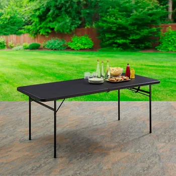 Опора на 6 фута сгъваема пластмасова маса, черно тенис на маса, маса за улицата, сгъваема маса