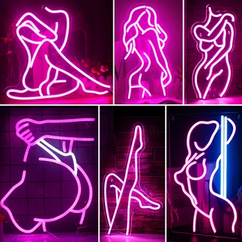 Неоново изкуство Супер секси красиви дами атмосферни светлини Дамски спалня хол апартамент парти Бар клуб Хотел секси неон led