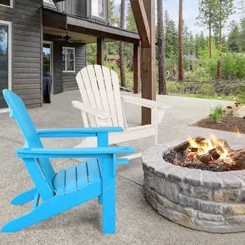 Стол Adirondack с подстаканником, устойчив на атмосферни влияния, за отдих на открито, градински комплект, синьо