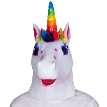 Мит, Легенда Тялото Латексова Маска На Cosplay Животно Rainbow Unicorn Сладък Моден Каска Хелоуин Карнавалните Костюми За Парти Шапки