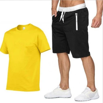 2022 Лято от памук и коноп 2021, комплект от две части, мъжка тениска с къс ръкав, съкратен топ PDR