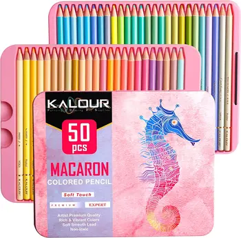 Цветни моливи Macaron пастельного цветове, Определени от 50 цвята, Мека основа за художници, Са идеални за рисуване, Перушина Скици, Цветни Моливи за възрастни