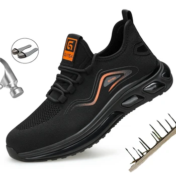 Работни обувки за мъже със стоманени пръсти, защищающая от пробиви защитни обувки със стоманени пръсти, мъжки дишащи строителни маратонки за сигурност