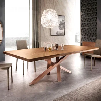 Дългата кухненска маса от масивно дърво, дизайнерски маса в постмодерния стил, офис маса в скандинавски стил, маса за хранене, стол, мебели за кухня Mueble De Cocina