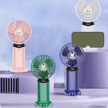 Универсален мини вентилатор, преносим вентилатор за охлаждане с цифров дисплей, поставка за студенти