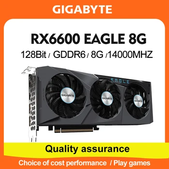 Видеокарта Gigabyte Radeon RX 6600 EAGLE RX6600 GDDR6 14000MHz 128bit 8GB Видео карта AMD RX 6000 series Тенис на графичен процесор 6600 Нова