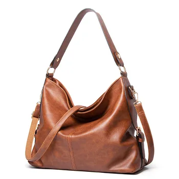 Ретро дамска чанта с голям капацитет, модерна дамска чанта за през рамото от изкуствена кожа, висококачествени дамски чанти-незабавни посланици през рамо
