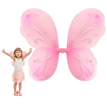 Костюм на фея-пеперуда за момичета, костюм на фея, блестящи крила принцеса, празнична рокля за деца, подпори за костюми Крилата на феите