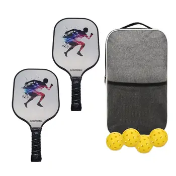 Лопатка за пиклбола с 2 ракетками, 4 топки и чанта за съхранение, шпатули за пиклбола от фибростъкло, гребло за пиклбола за улицата