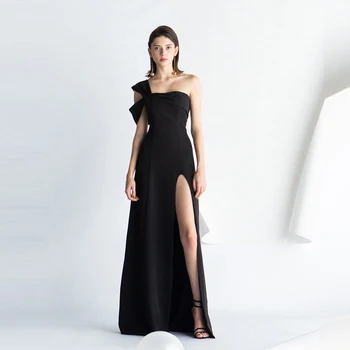 Вечерна рокля, дамски 2023 нови рокли за коктейли, лятно Макси дълго дебнещ рокля, елегантна рокля с разрезной пола в черен цвят