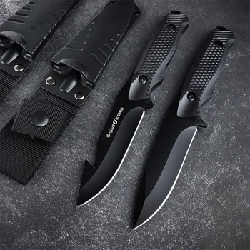 Открит нов тактически прав нож, гамаши, нож с кука, малка черна пантера, нож с фиксирано острие, ABS-обвивка за самозащита