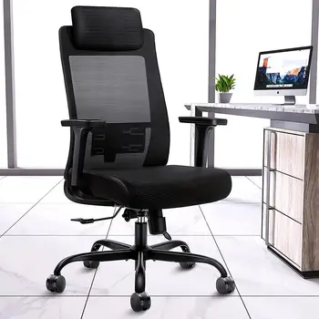 Компютърни трапезни столове - Мрежести офис трапезни столове за вашия офис с лумбална опора и 3D регулируеми подлакътници (с висока облегалка)