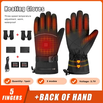 Мотоциклетни топли ръкавици с топъл, зимни ръкавици с една литиева батерия, ръкавици с топъл, сензорен екран, водоустойчив ски ръкавици с топъл, акумулаторна ръкавици