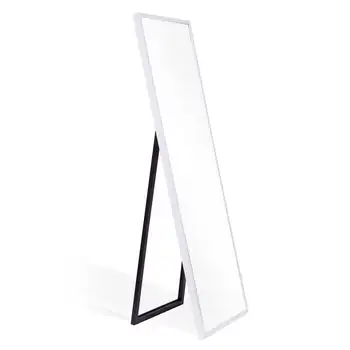 Отделно стояща подова огледало с мольбертом, бяло, 17x59