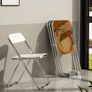 Минималистичные сгъваеми трапезни столове Прозрачен дизайн Акрилни творчески трапезни столове за приемане на гости Silla Comedor Мебели за дома WZ50DC