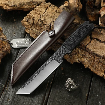 Практичен нож за ръчно коване с висока твърдост за оцеляване на открито, прав нож за гмуркане, нож за оцеляване в къмпинга, ножове Flipper Zero Edc