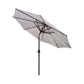 9-крак отворен чадър за вътрешен двор с наклон и кривошипным ски лифта, сива / бяла ивица