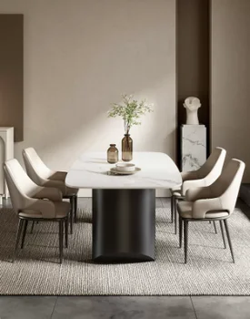 Столове за масата за вечеря в италиански стил, леки луксозни трапезни столове, модерни и минималистичные домашни столове с облегалка, трапезни столове от скандинавски на кожата Столове за масата за вечеря в италиански стил, леки луксозни трапезни столове, модерни и минималистичные домашни столове с облегалка, трапезни столове от скандинавски на кожата 3