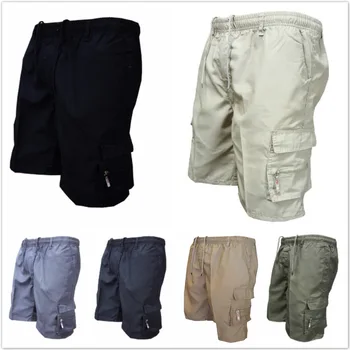 Летни мъжки къси панталони с много джобове, памучни шорти-карго, мъжки модни обикновена бързо съхнещи шорти, мъжки улични дишащи военни панталони