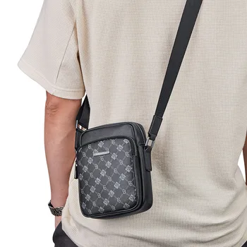 Случайни мъжки малка раница, кожена чанта през рамо с принтом, модерна чанта за телефон