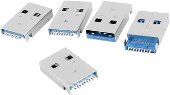 5 бр. проверени на 180 градуса за 9-пинов конектор, USB 3.0 тип A конектор за мъже