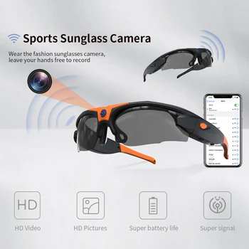 WIFI очила, камера с чувствителен на допир бутон на 1080P видео за запис на шофиране, колоездене, слънчеви очила, камера за външни интелигентни очила, мини камера