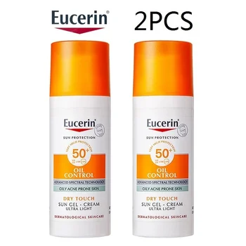 2 ЕЛЕМЕНТА Eucerin Oil Control Слънцезащитен Крем За Лице 50 мл за Защита От Слънцето на Чувствителна Кожа Анти-UV SPF50 + Водоустойчив Слънцезащитен Крем За Грижа За Слънцето