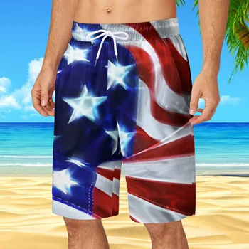 Мъжки панталони Лято, ден на независимостта с джоб на съвсем малък, свободни, голям размер, спортни, за джогинг, права, къса, за плуване, фитнес, бягане
