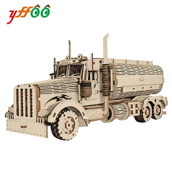 yffoo САМ дървена играчка Камион Монтаж модел 3D пъзел автомобил Дървени строителни блокове Подарък за рожден ден за деца и възрастни