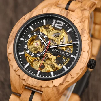 Мъжки дървени часовници, ръчно изработени с многофункционален циферблат, мъжки кварцови часовници, луксозен нажежен хронограф, индивидуален лого Relógio Masculino