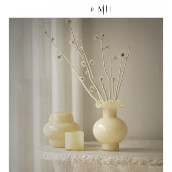Реколта стъклена ваза, декорация във формата на стъклен цвете във формата на лампа, маса за хранене в хола, висококачествено украса декорация