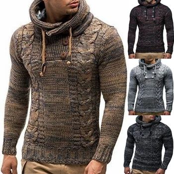 Мъжки пуловер есенно-зимния модерен мъжки пуловер, пуловер, ретро пуловер, мъжки връхни облекла с кръгло деколте и дълъг ръкав, пуловери crochet