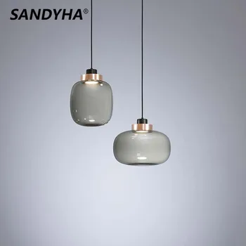 SANDYHA скандинавски минималистичен led лампа за спалня, кухня, модерен нощни декор от стъкло, полилей, висящ лампа