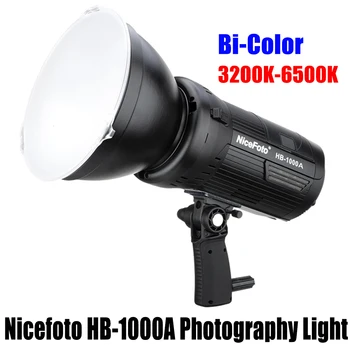 NiceFoto HB-1000A Led Лампа за Видеозаснемане в два цвята 3200 K 6500 K 100 W с Плавно Регулиране на CRI 95+ за Студийната Фотография на Открито