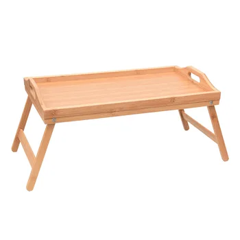 Bandeja portátil de madera de bambú para el desayuno, escritorio plegable para ordenador portátil, mesa para servir на y comiCD