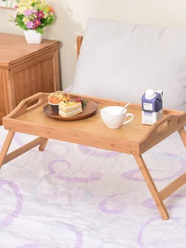 Bandeja portátil de madera de bambú para el desayuno, escritorio plegable para ordenador portátil, mesa para servir на y comiCD Bandeja portátil de madera de bambú para el desayuno, escritorio plegable para ordenador portátil, mesa para servir на y comiCD 1