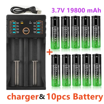 100% литиева батерия маркова новост 18650 3,7 В 19800 ма чанта акумулаторна батерия за фенерче + USB зарядно устройство