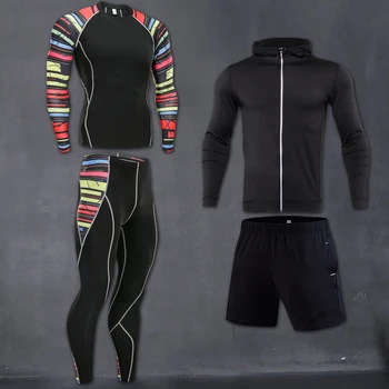Бързо съхнещи мъжки комплекти за джогинг компресия спортни костюми дебнещ чорапогащи, Дрехи за фитнес Рашгард спортно облекло за фитнес мъжете 2021