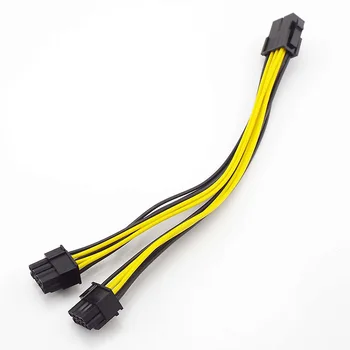 10 бр./лот удължителен кабел за захранване PCI-E PCIE 8p Женски на 2 порта Dual 8pin 6 + 2p Мъжки GPU Графична Видео карта Миньор 18AWG Тел